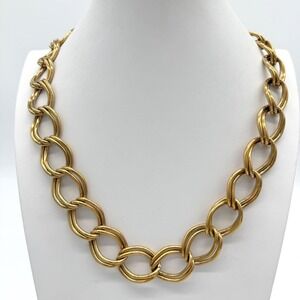 Vintage Napier Gold Tone Interlocking Link Statement Necklace Signed